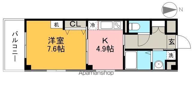 セブンシーズ城見(1DK/4階)の間取り写真