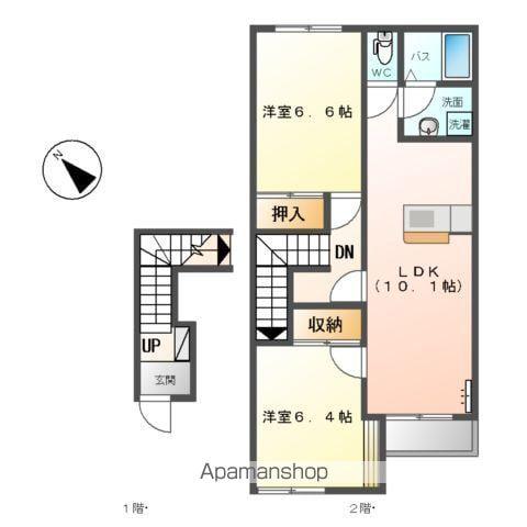 GREEN TOWNⅡ(2LDK/2階)の間取り写真