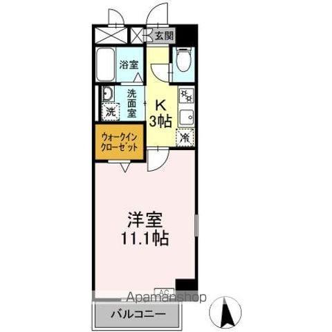 ウィル則武(1K/4階)の間取り写真