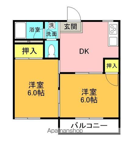 サニーコート A(2DK/2階)の間取り写真