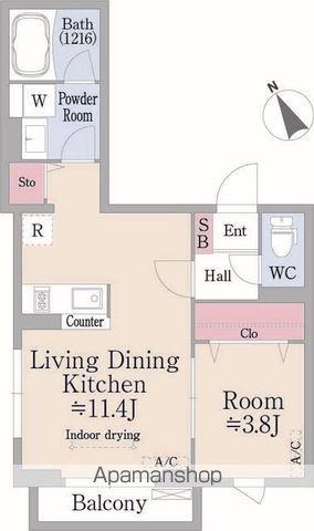 SQUARE市谷河田町HILLSIDE(1LDK/3階)の間取り写真