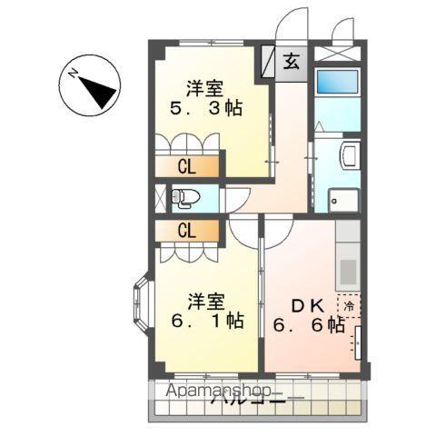 パークサイド小糸江Ⅰ(2DK/2階)の間取り写真