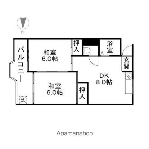 小林ビル(2DK/1階)の間取り写真