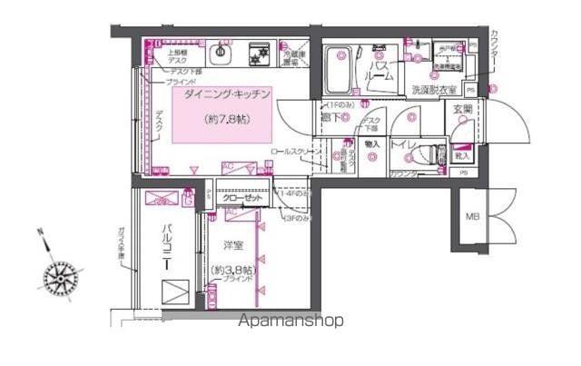 ZOOM西早稲田(1DK/3階)の間取り写真