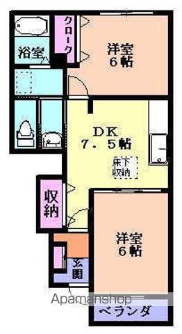 アカシヤⅠ(2DK/1階)の間取り写真