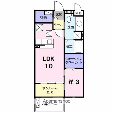 アンジェロ F1(1LDK/1階)の間取り写真