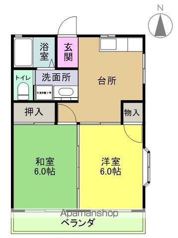 レジデンスヨシオカⅠ(2DK/1階)の間取り写真