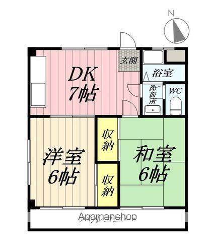 根岸コーポ(2DK/1階)の間取り写真