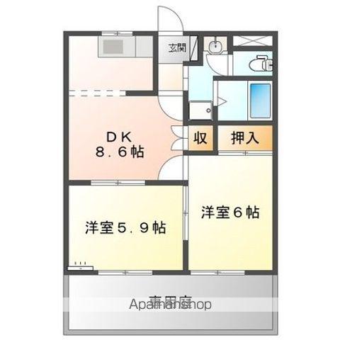 テンプルリバー(2LDK/1階)の間取り写真