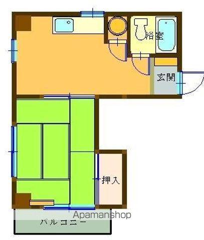 ハイツタカシ(1DK/3階)の間取り写真