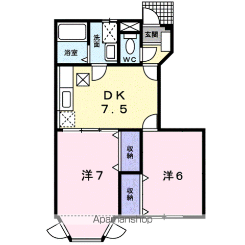 ラフィーネI(2DK/1階)の間取り写真