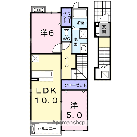 センティア 2(2LDK/2階)の間取り写真