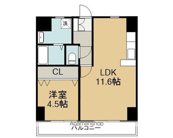 ウイングコート六軒(1LDK/3階)の間取り写真