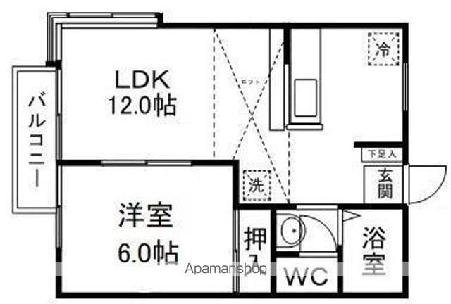 シャンドーレ弐番館(1LDK/2階)の間取り写真
