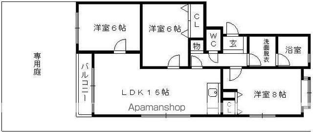 セレニール高間(3LDK/3階)の間取り写真