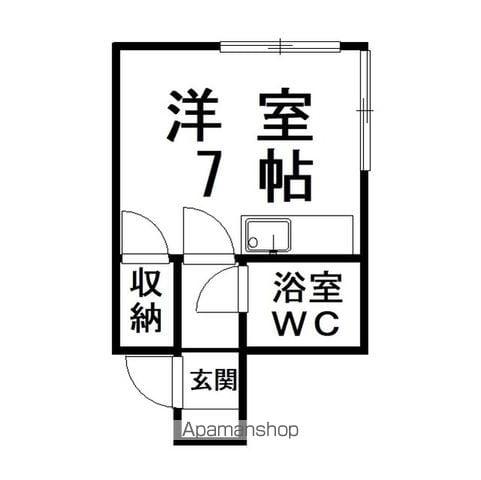 スカイハイツ(ワンルーム/2階)の間取り写真