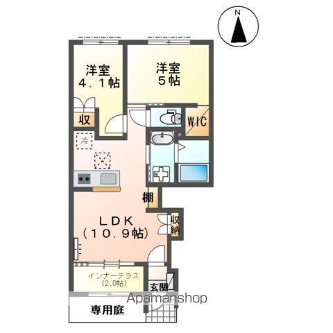 ルシェロ(2LDK/1階)の間取り写真