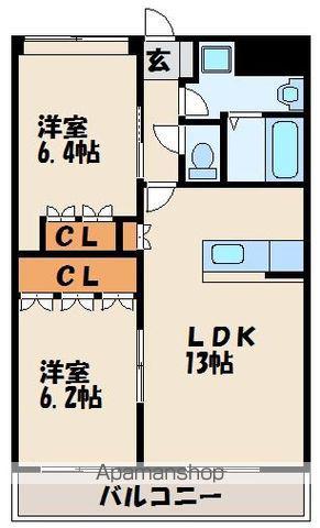 シーサイドヒルズHK2(2LDK/2階)の間取り写真