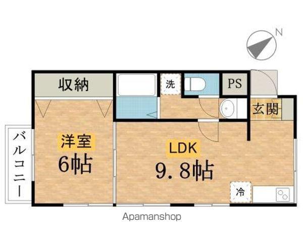 フクヤビル(1LDK/2階)の間取り写真