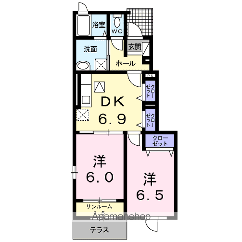 サンライズ光陽(2DK/1階)の間取り写真