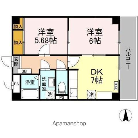 ロイメント名駅(2DK/4階)の間取り写真