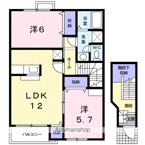 アンティークN(2LDK/2階)の間取り写真