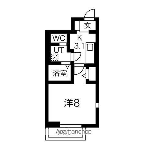 パークヒル(1K/1階)の間取り写真