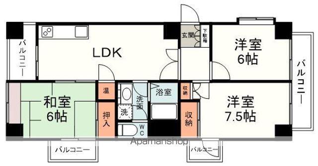 ベレポック水上屋ビル(3LDK/6階)の間取り写真