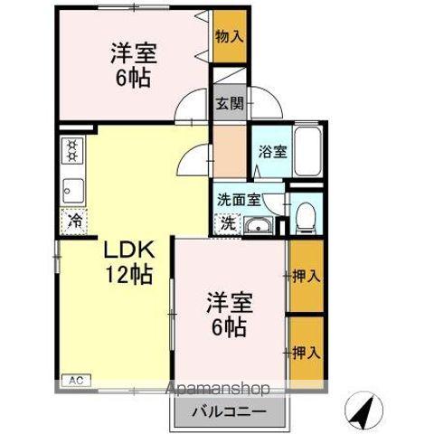 セジュール山田(2LDK/2階)の間取り写真
