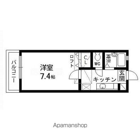 メゾンドタケヒロC(1K/1階)の間取り写真