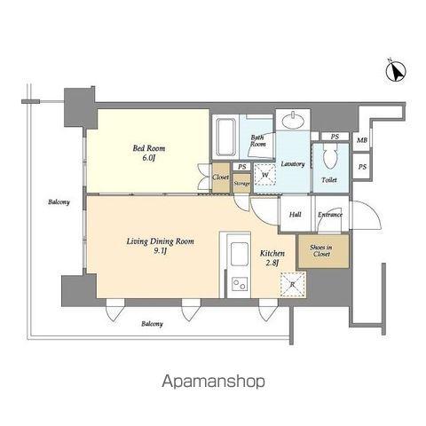 JP NOIE三田(1LDK/7階)の間取り写真