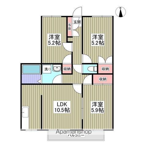 グランデュール瀬戸岡(3LDK/2階)の間取り写真
