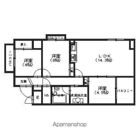 四季の街ドゥ・モンターニュ虹(3LDK/4階)の間取り写真
