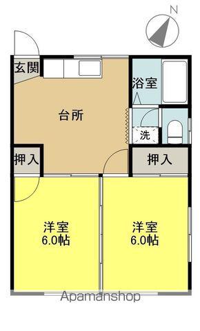 ヒルトップ(2DK/1階)の間取り写真