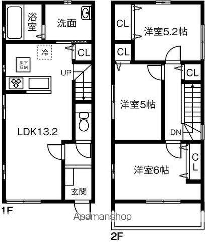 名鉄各務原線 高田橋駅 徒歩3分 2階建 新築(3LDK)の間取り写真