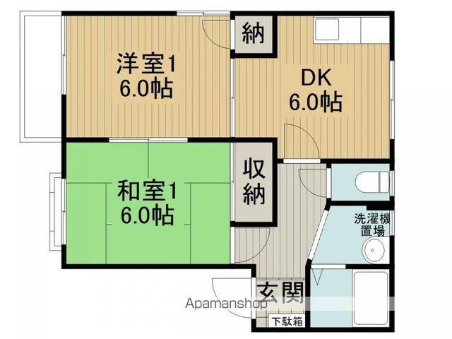 ピア波間ⅢA棟(2DK/1階)の間取り写真