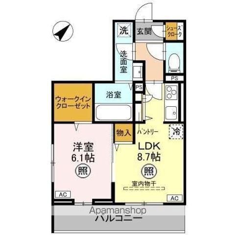 ノーブルヴィラ曙町(1LDK/2階)の間取り写真