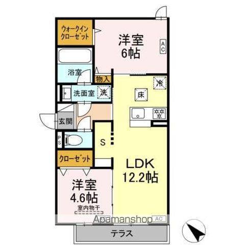 セレスティア新宿(2LDK/1階)の間取り写真