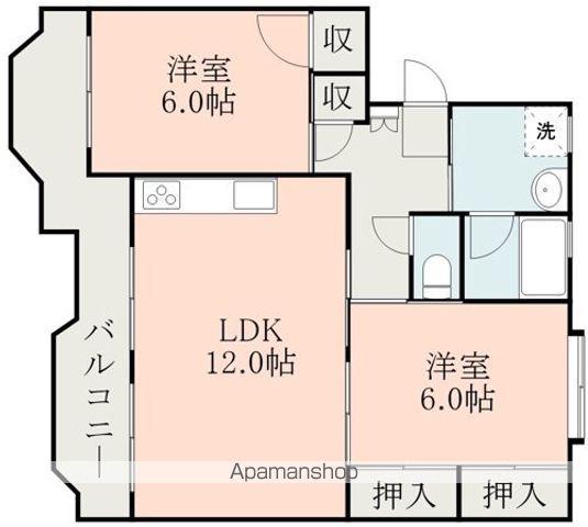 小嶺ハイツB棟(2LDK/1階)の間取り写真