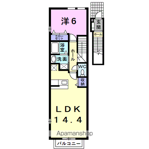 M.TGREEN(1LDK/2階)の間取り写真
