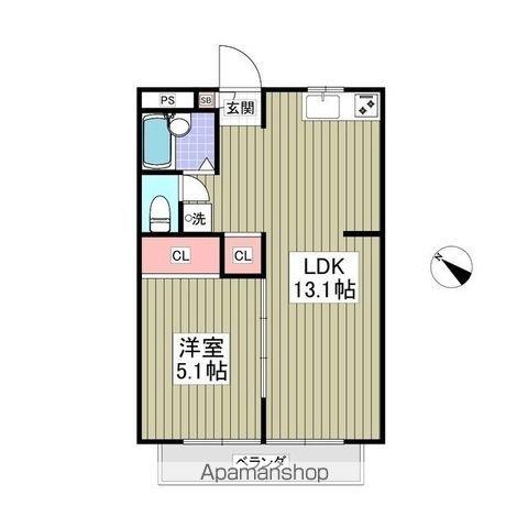 コーポ美鈴(1LDK/2階)の間取り写真