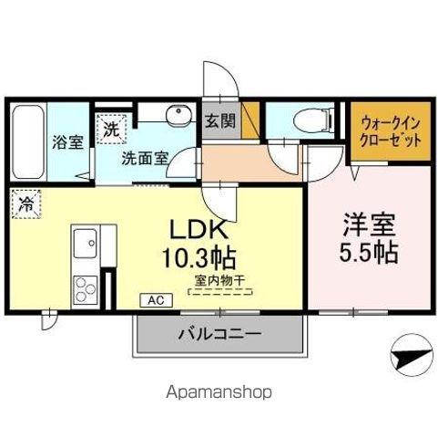 ワレアハレ(1LDK/3階)の間取り写真