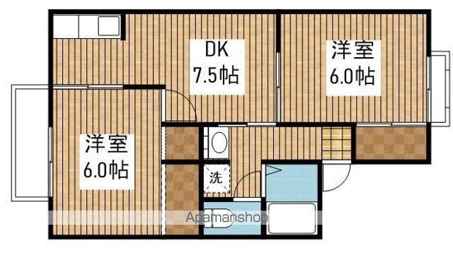 ハイタウン早川D棟(2DK/1階)の間取り写真