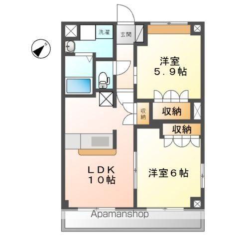 ヒンメルブロー(2LDK/3階)の間取り写真