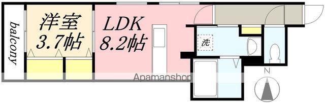 ラグゼ北大前(1LDK/4階)の間取り写真