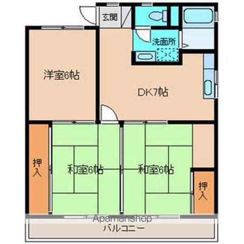 蓮ヶ池ハイム(3DK/2階)の間取り写真