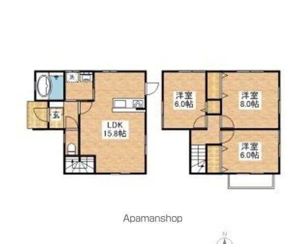 愛媛県松山市 2階建 築15年(3LDK)の間取り写真