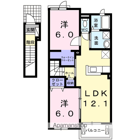 セレノ・アイ(2LDK/2階)の間取り写真