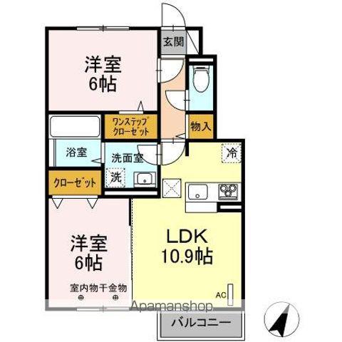 メリーロードA(2LDK/1階)の間取り写真