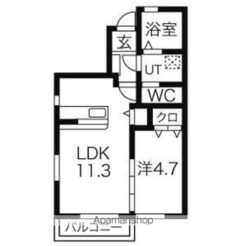 アドラシオンⅢ(1LDK/1階)の間取り写真